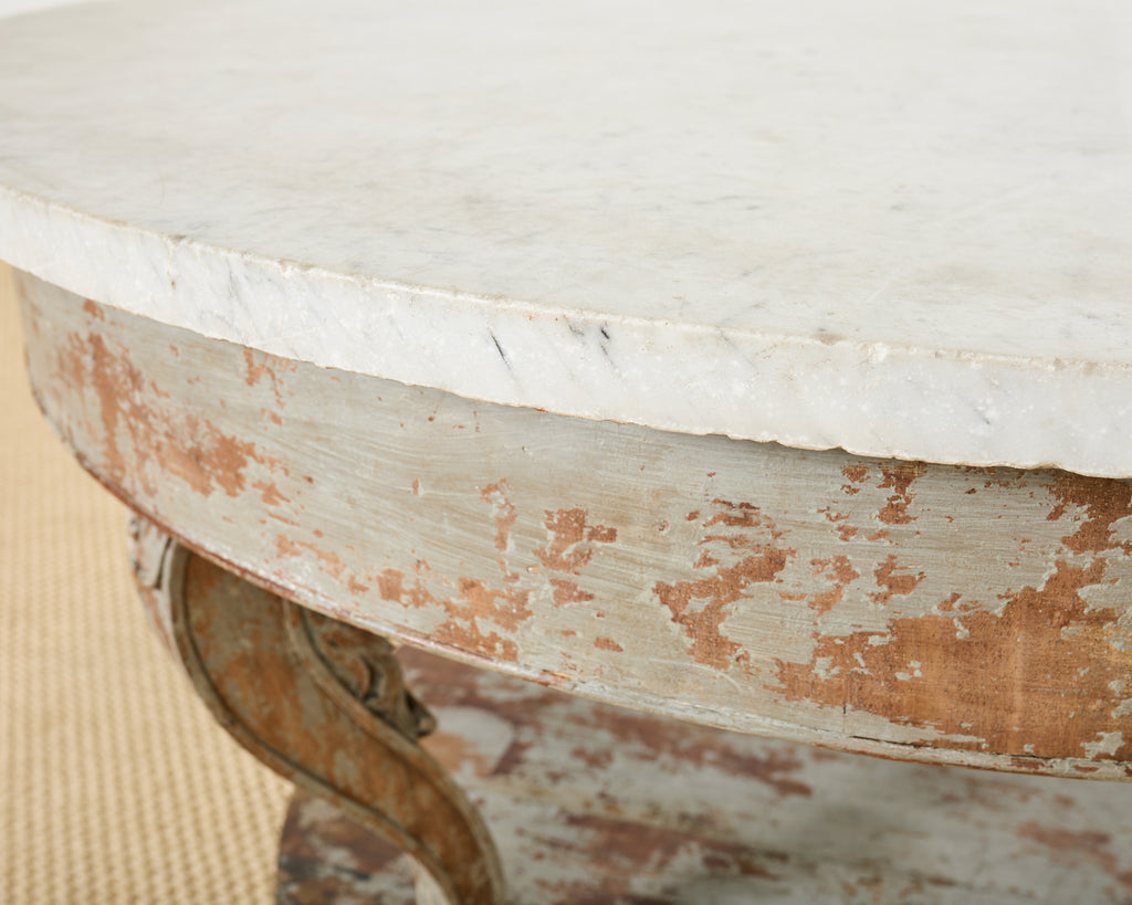 Monumental Swedish Gustavian Style Marble Top Center Table