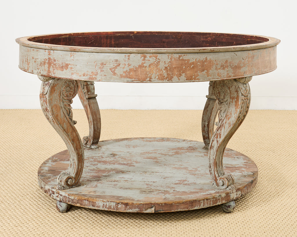 Monumental Swedish Gustavian Style Marble Top Center Table