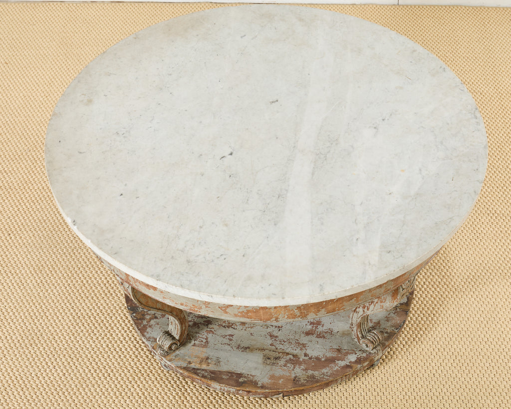 Monumental Swedish Gustavian Style Marble Top Center Table