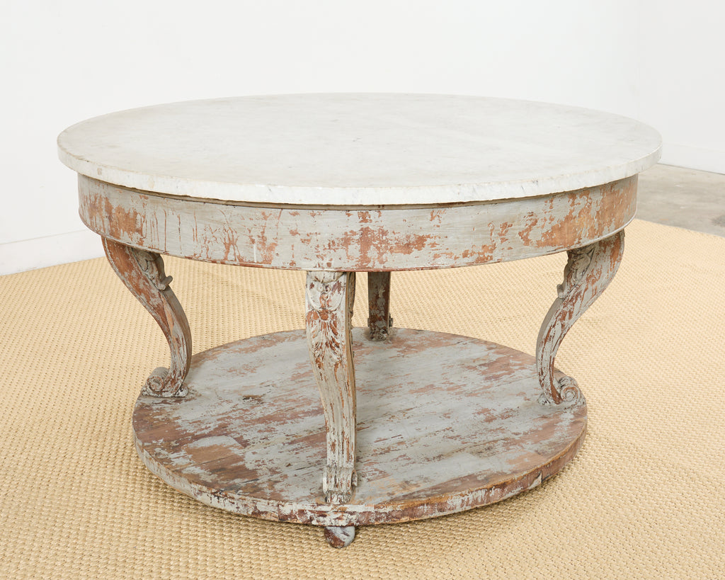 Monumental Swedish Gustavian Style Marble Top Center Table