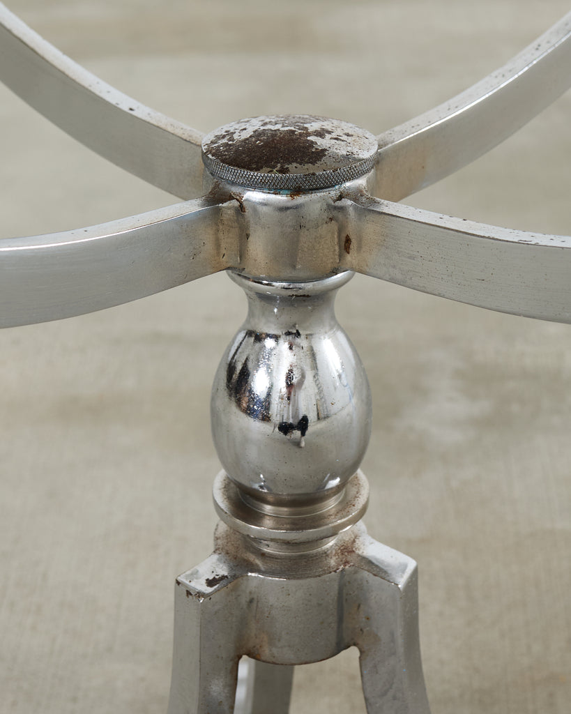 Pair of Neoclassical Style Steel Granite Top Bistro Tables