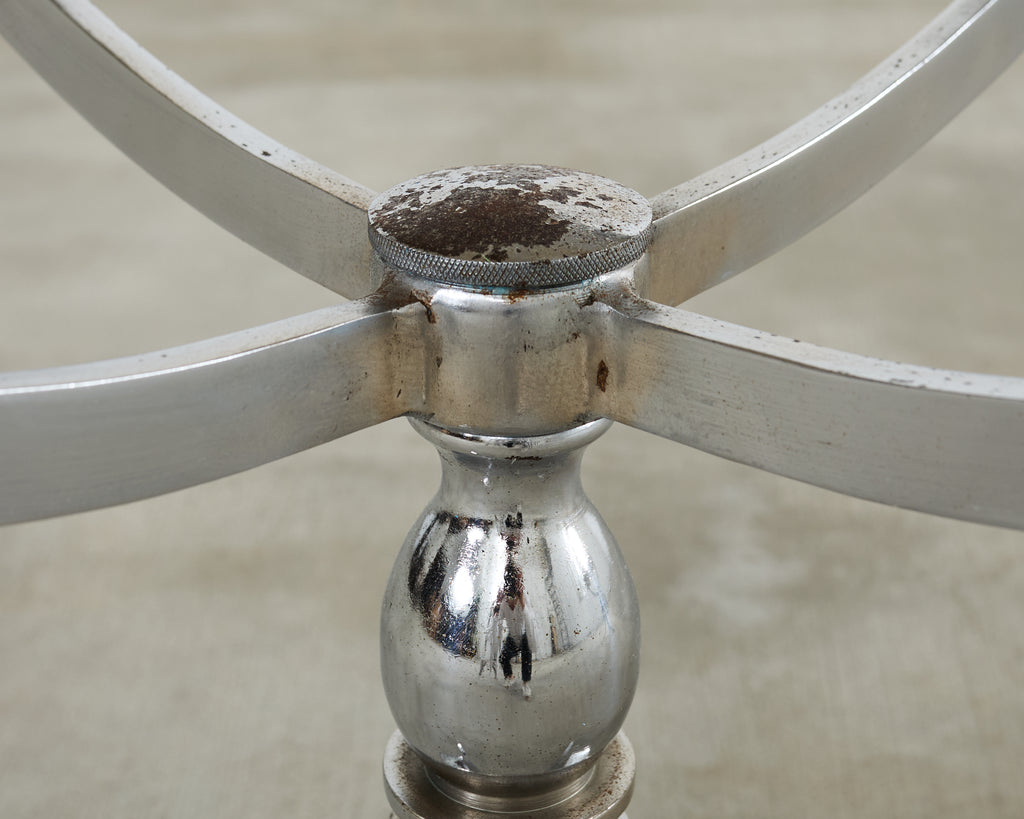 Pair of Neoclassical Style Steel Granite Top Bistro Tables