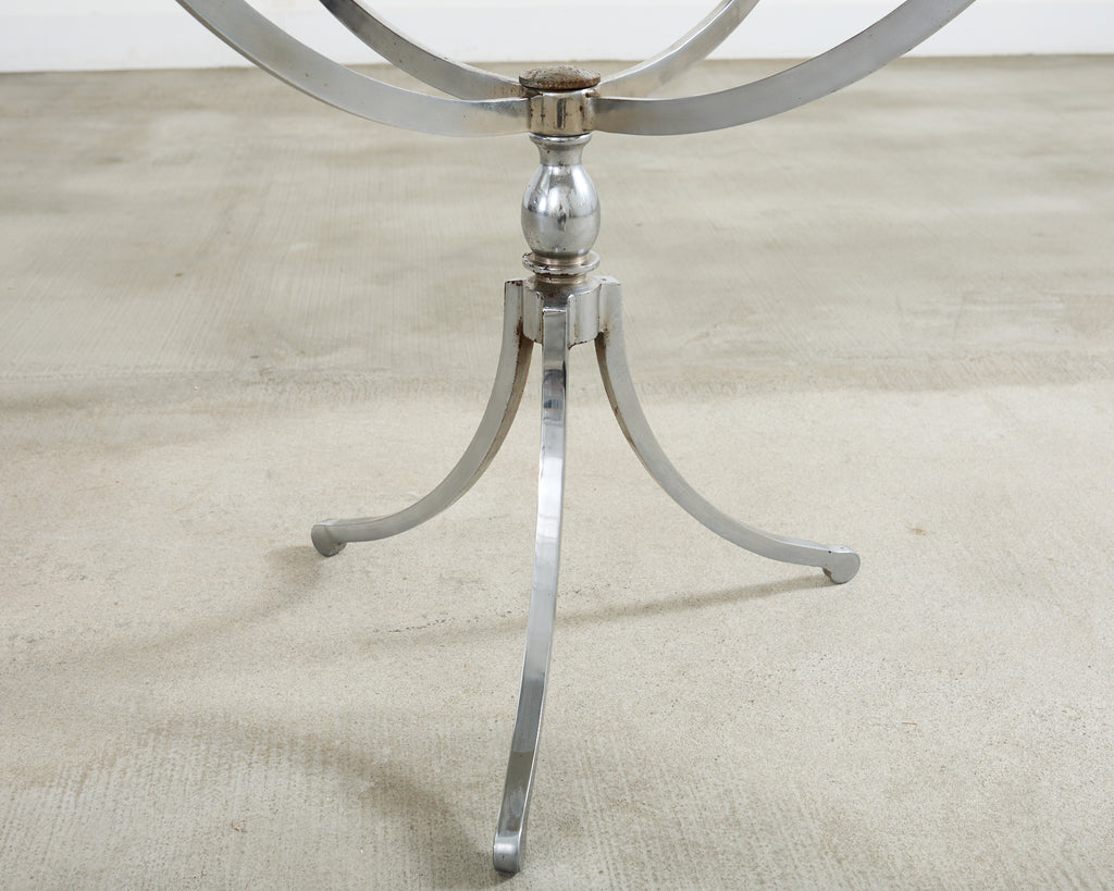 Pair of Neoclassical Style Steel Granite Top Bistro Tables