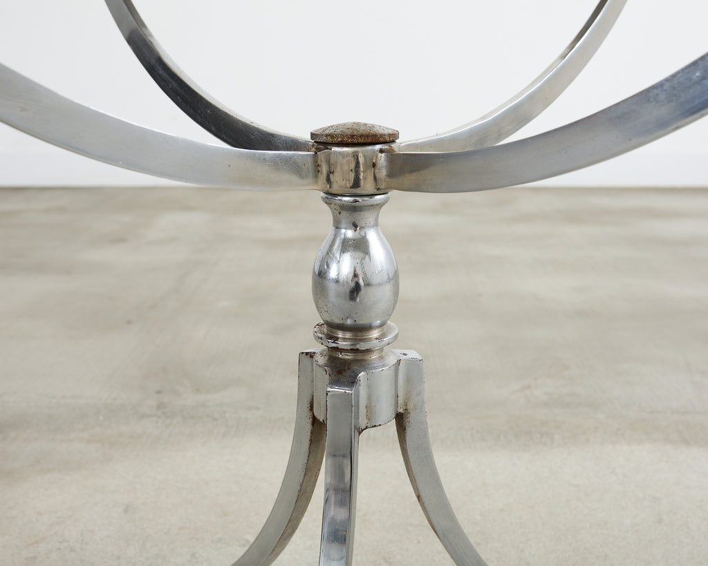 Pair of Neoclassical Style Steel Granite Top Bistro Tables