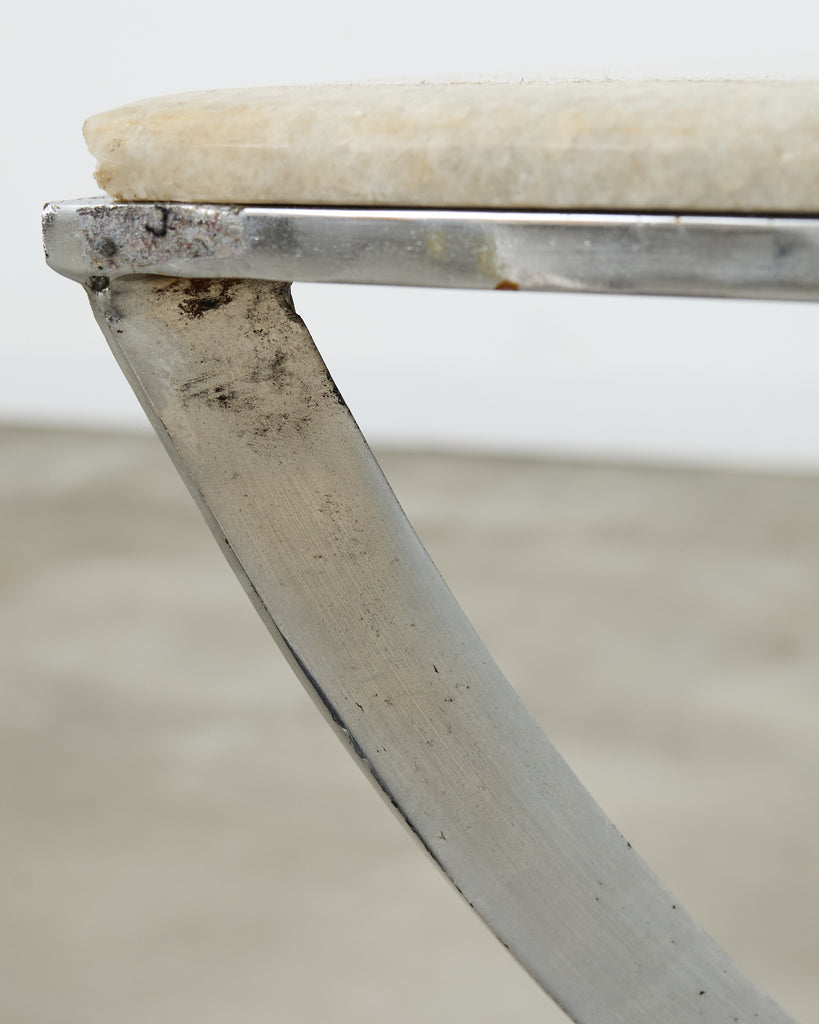 Pair of Neoclassical Style Steel Granite Top Bistro Tables