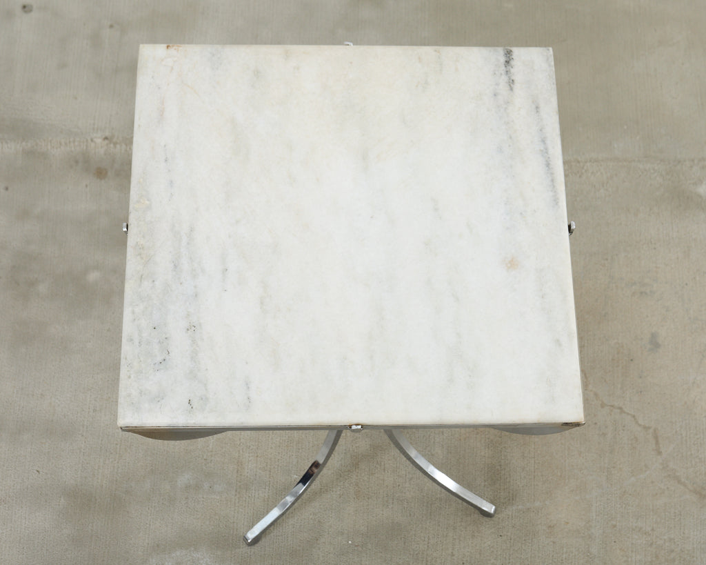 Pair of Neoclassical Style Steel Granite Top Bistro Tables