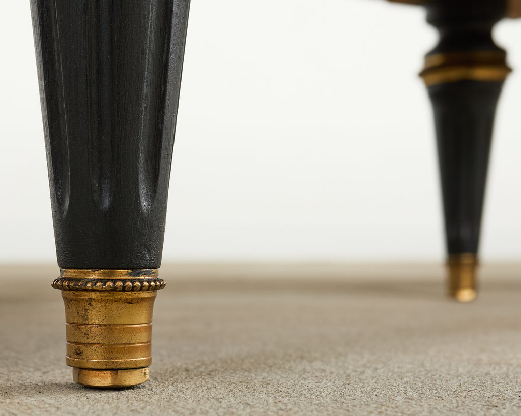Grand Louis XVI Style Marble Top Ebonized Sideboard Buffet