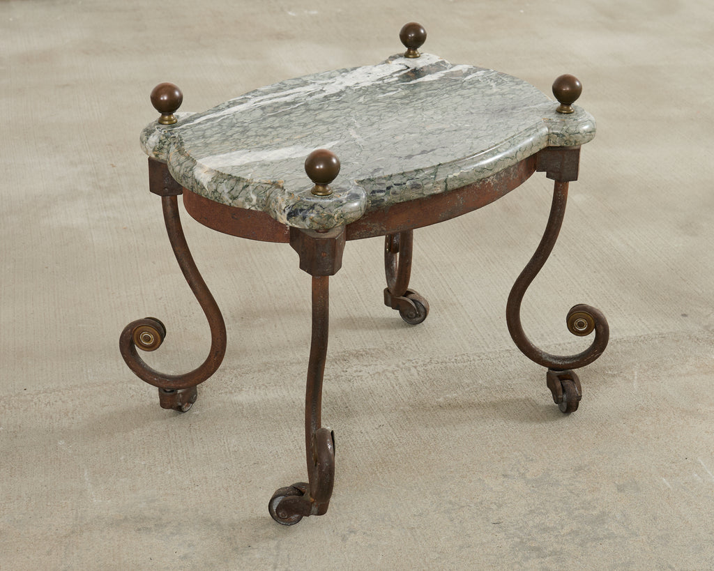 Country English Iron Marble Bronze Drink Table Trivet