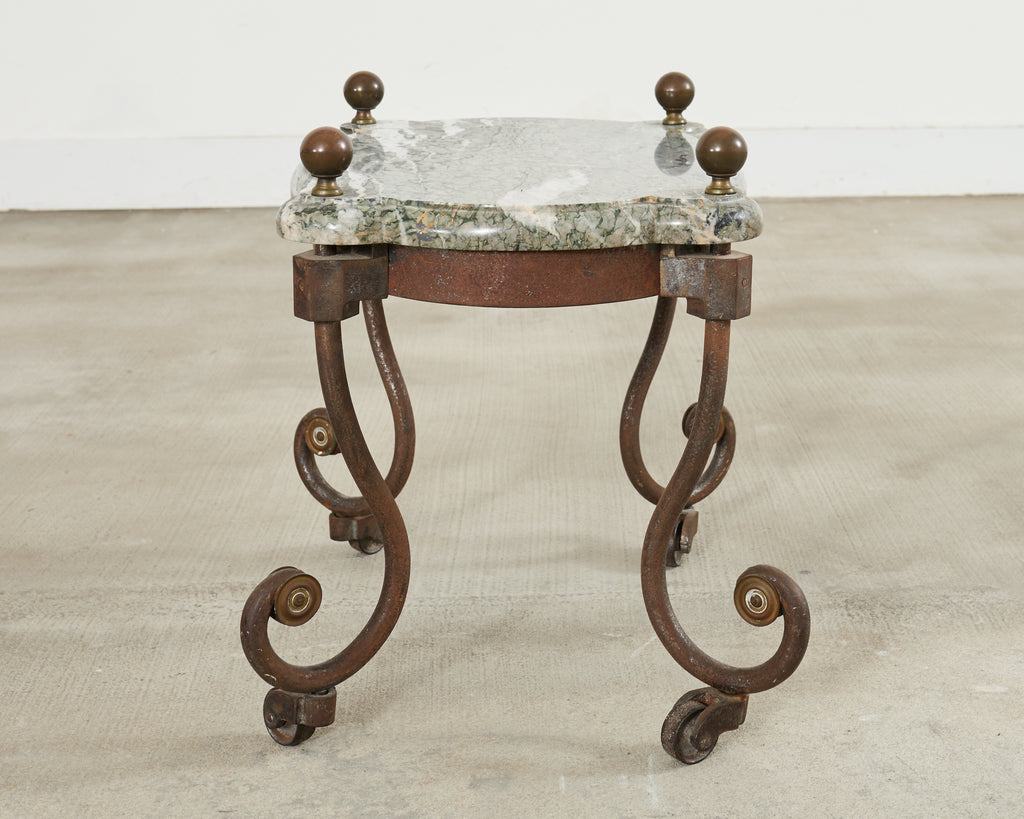 Country English Iron Marble Bronze Drink Table Trivet