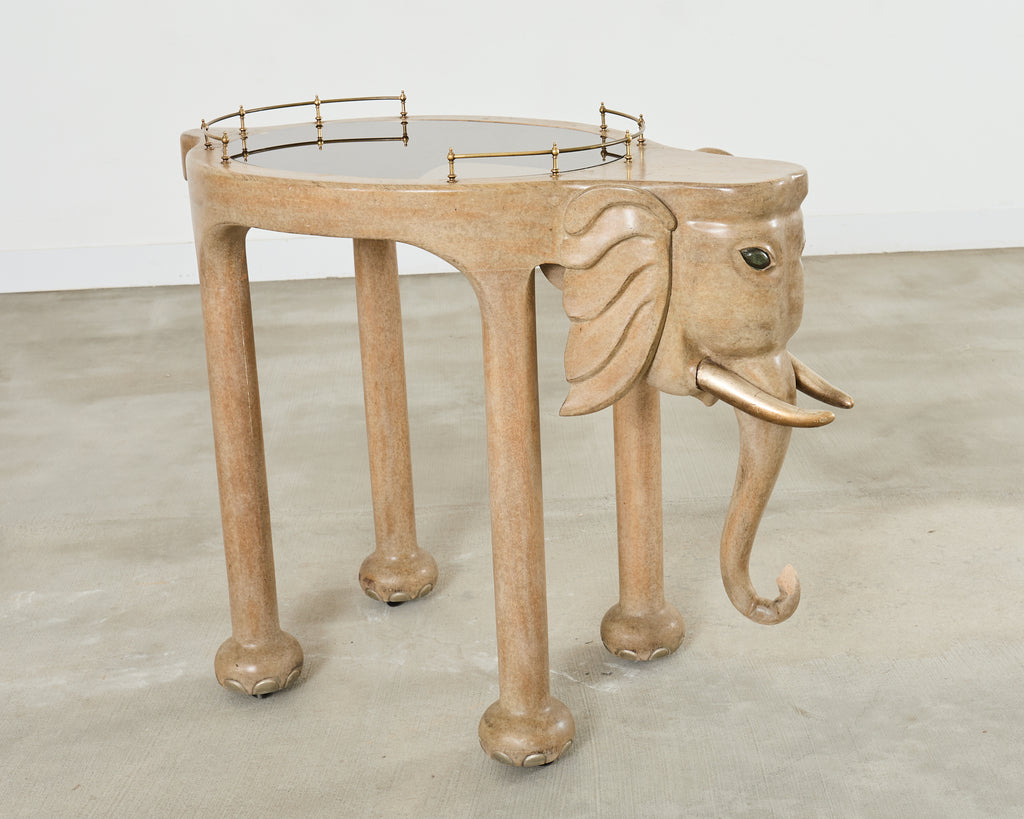 Marge Carson Hollywood Regency Elephant Bar Cart