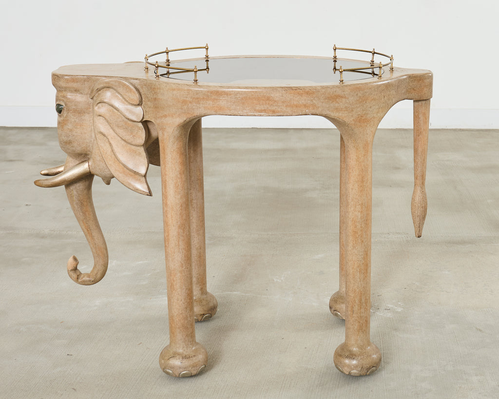 Marge Carson Hollywood Regency Elephant Bar Cart