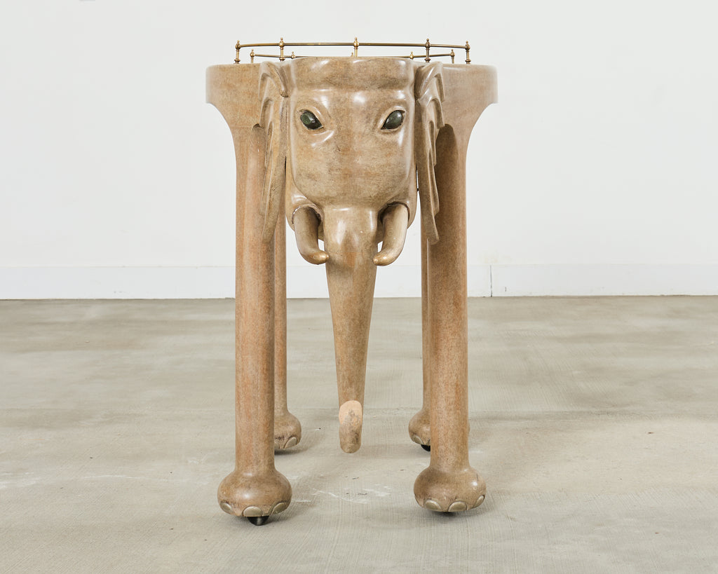 Marge Carson Hollywood Regency Elephant Bar Cart