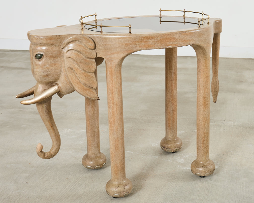Marge Carson Hollywood Regency Elephant Bar Cart