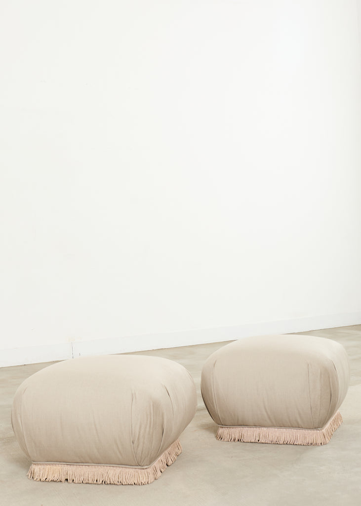 Pair of Karl Springer Style Souffle Ottomans by Marge Carson