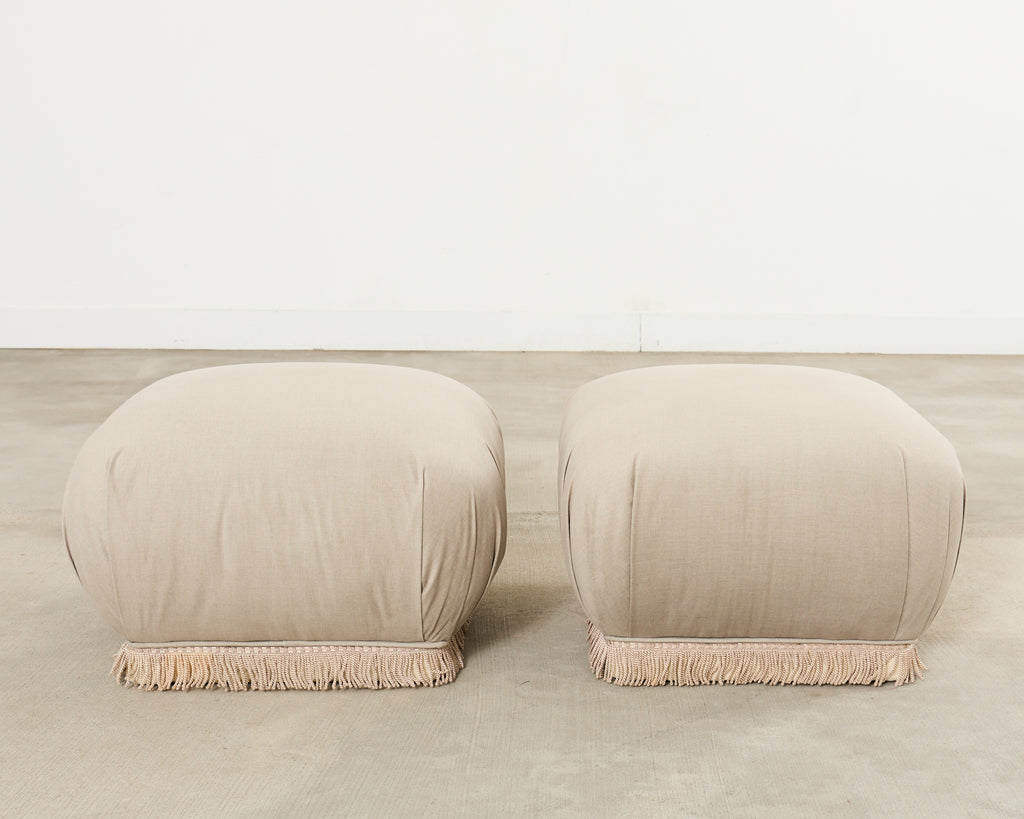Pair of Karl Springer Style Souffle Ottomans by Marge Carson