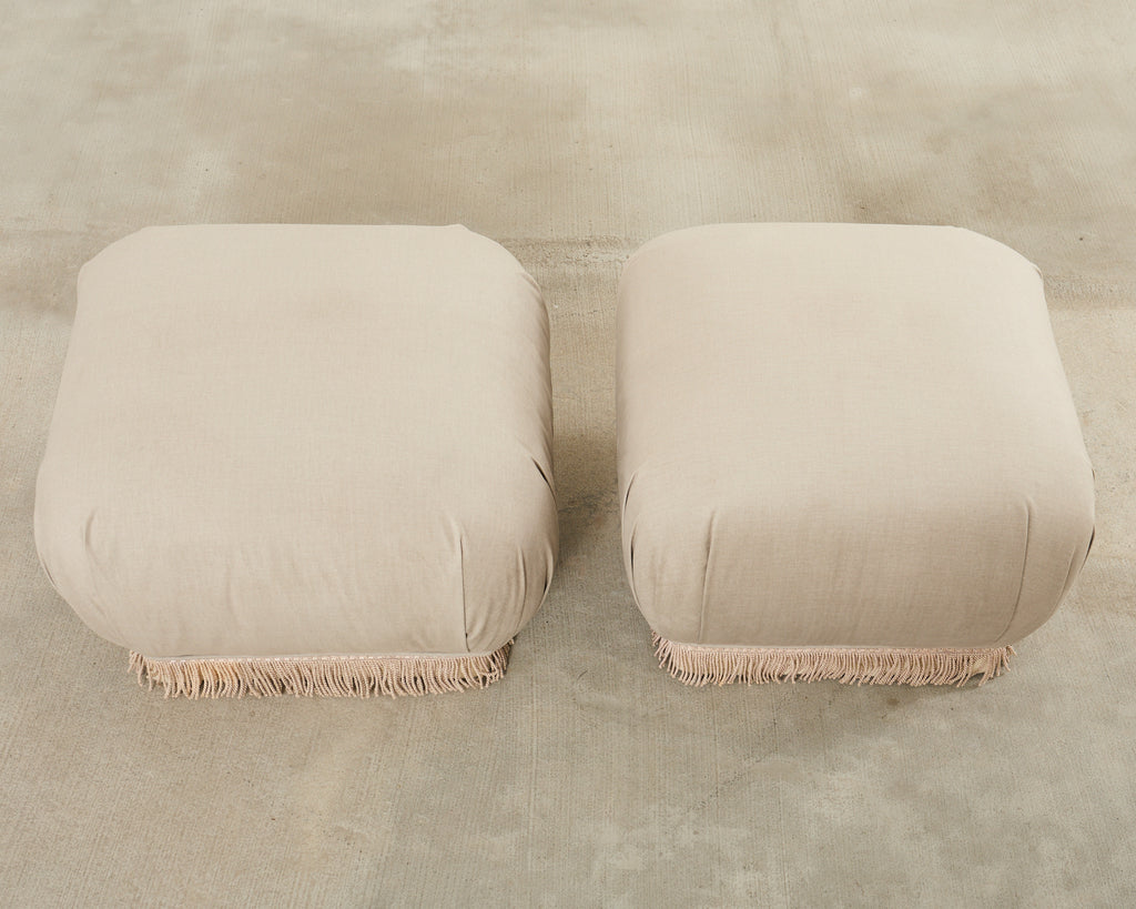 Pair of Karl Springer Style Souffle Ottomans by Marge Carson