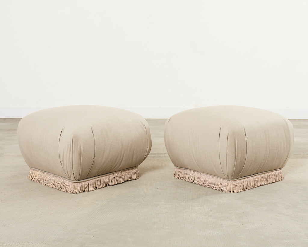 Pair of Karl Springer Style Souffle Ottomans by Marge Carson