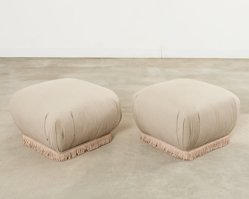 Pair of Karl Springer Style Souffle Ottomans by Marge Carson