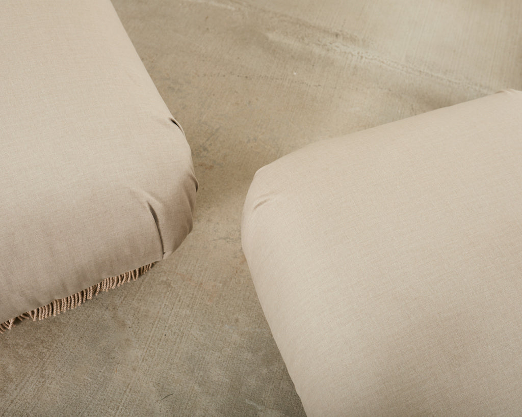 Pair of Karl Springer Style Souffle Ottomans by Marge Carson