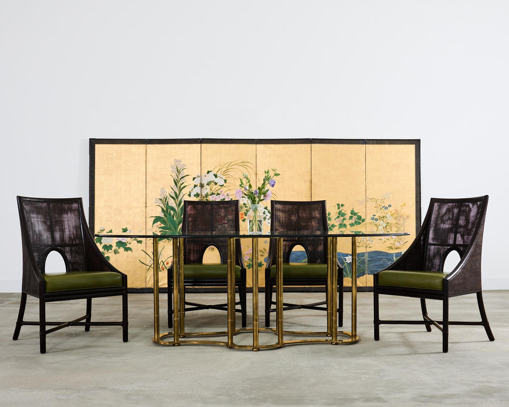 Pair of Japanese Meiji Screens Blossoms of Spring, Summer and Autumn