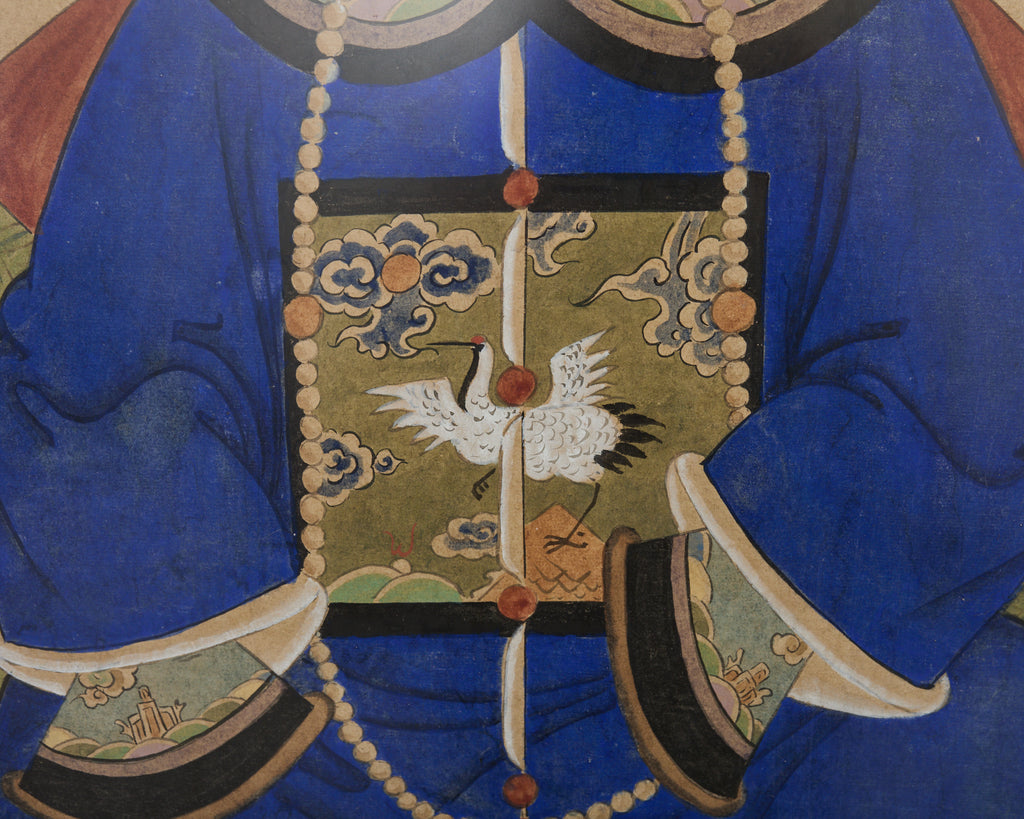 Pair of Chinese Patriarch Matriarch Ancestral Portraits