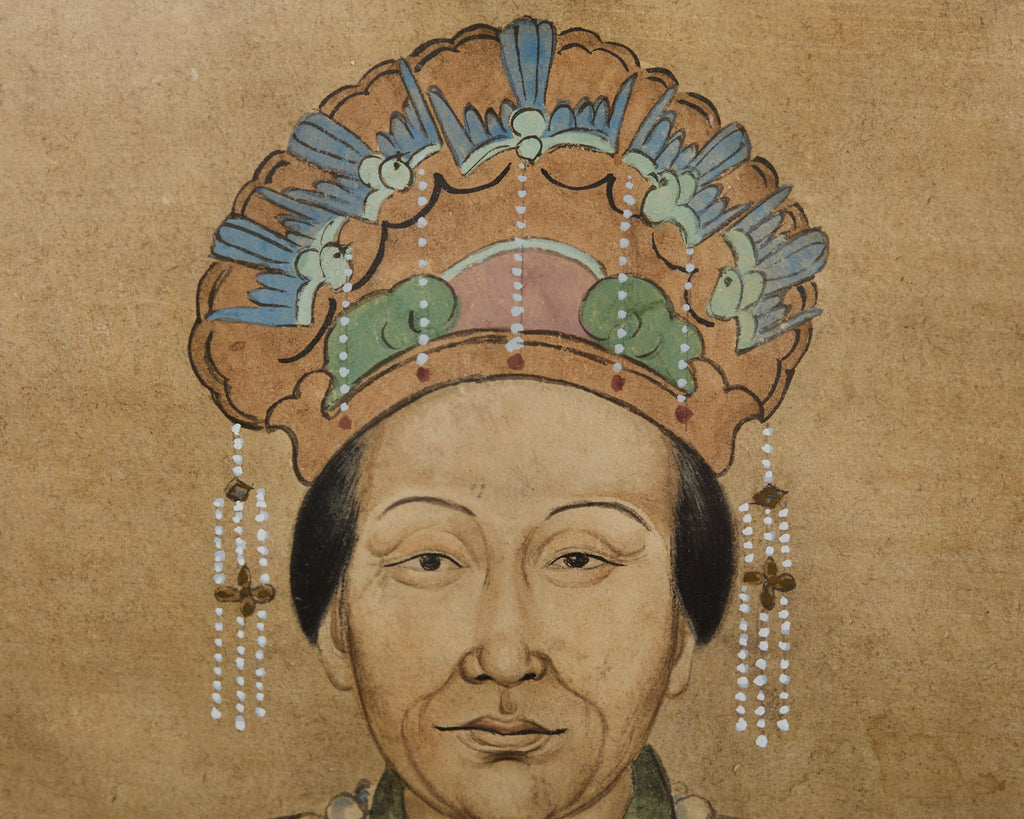 Pair of Chinese Patriarch Matriarch Ancestral Portraits