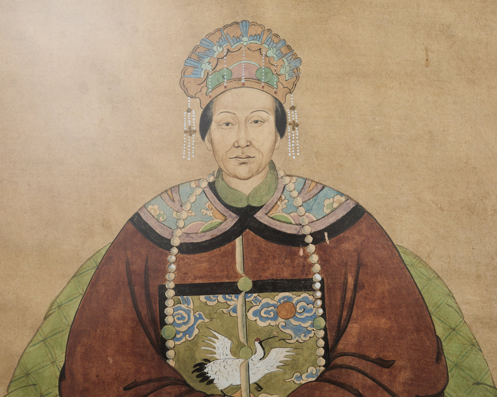 Pair of Chinese Patriarch Matriarch Ancestral Portraits