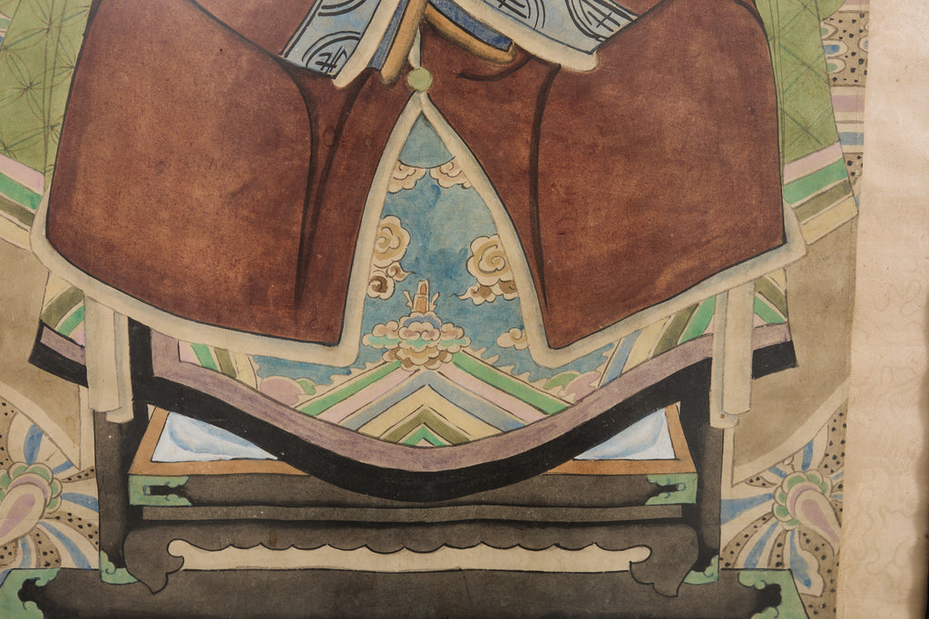 Pair of Chinese Patriarch Matriarch Ancestral Portraits