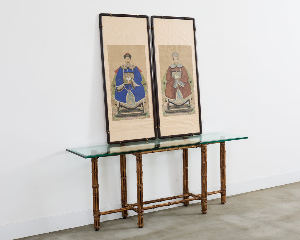 Pair of Chinese Patriarch Matriarch Ancestral Portraits