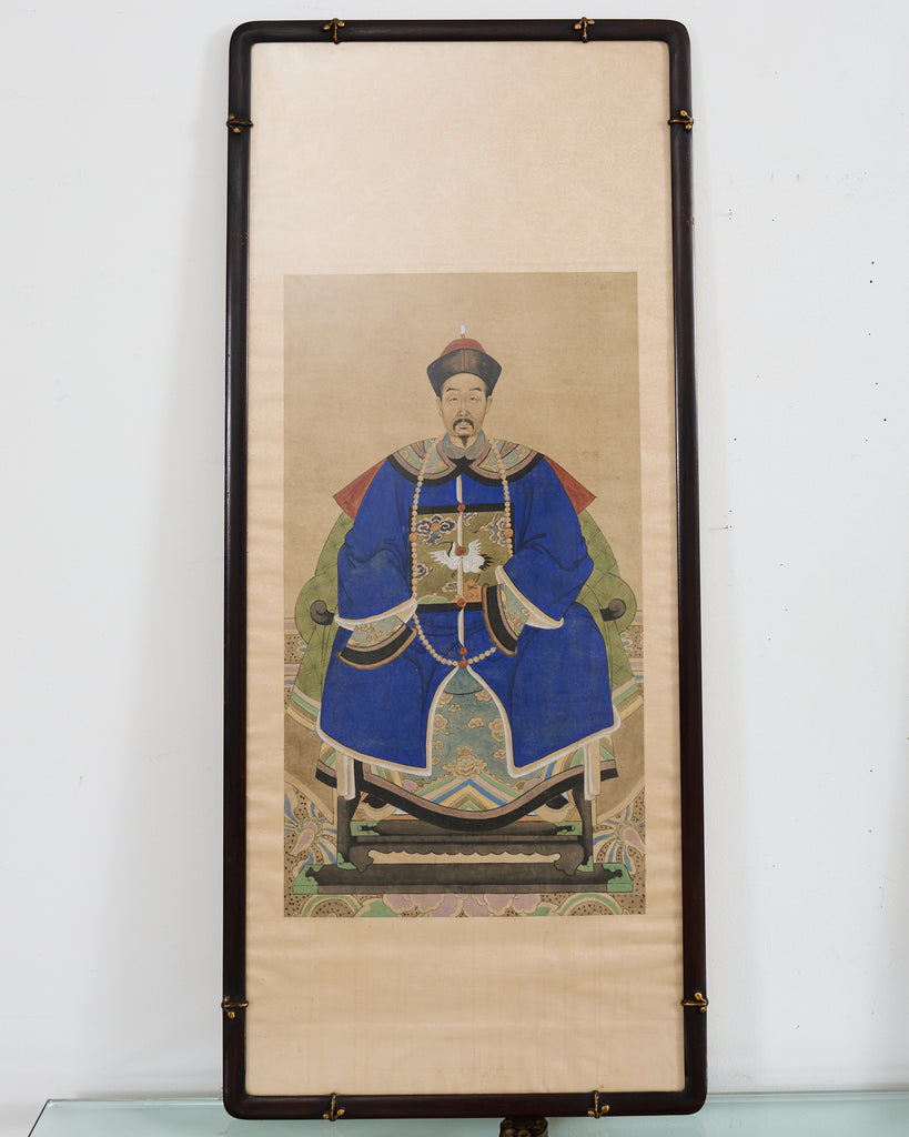 Pair of Chinese Patriarch Matriarch Ancestral Portraits
