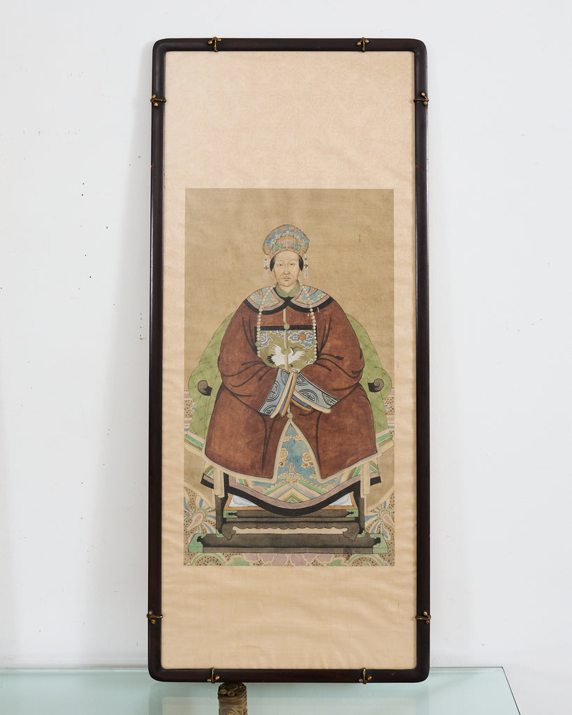 Pair of Chinese Patriarch Matriarch Ancestral Portraits