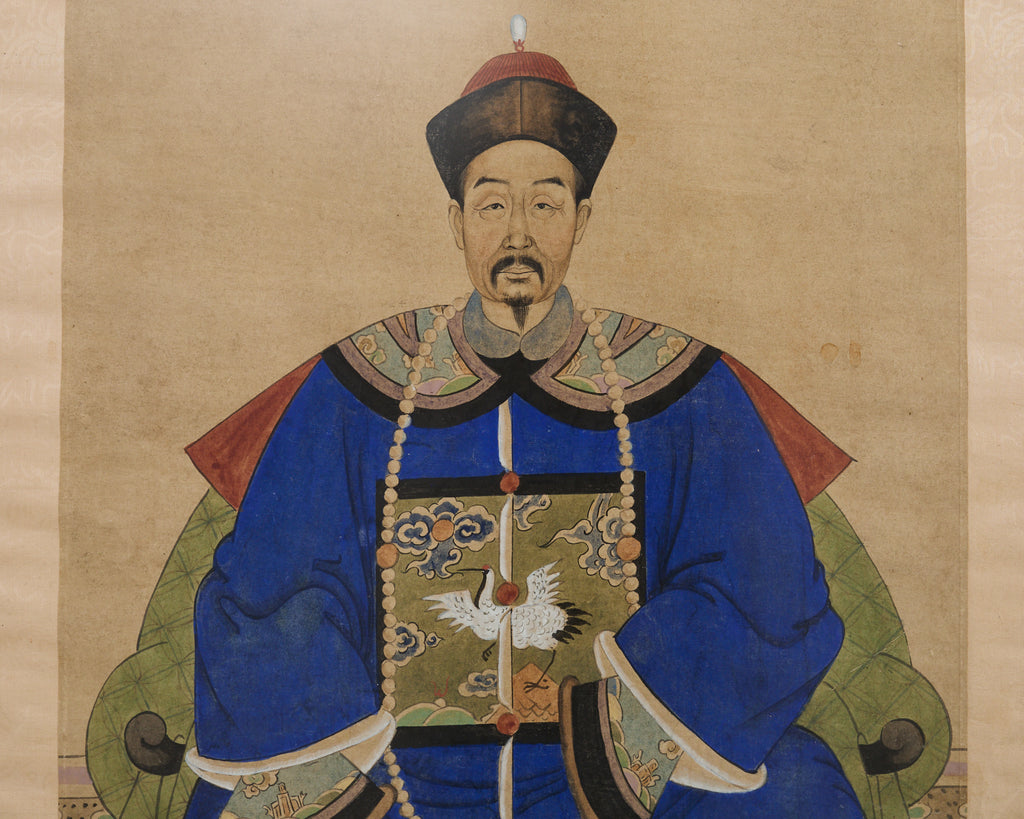 Pair of Chinese Patriarch Matriarch Ancestral Portraits