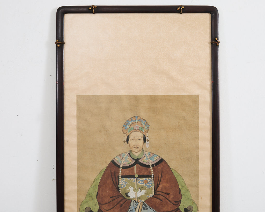 Pair of Chinese Patriarch Matriarch Ancestral Portraits