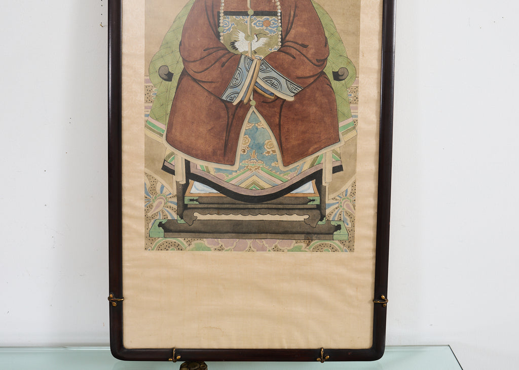 Pair of Chinese Patriarch Matriarch Ancestral Portraits