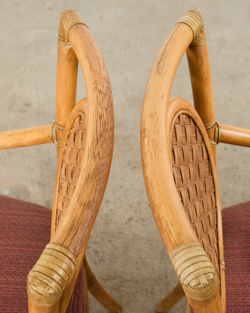 Set of Six McGuire Rattan Organic Modern Salon Dining Armchairs