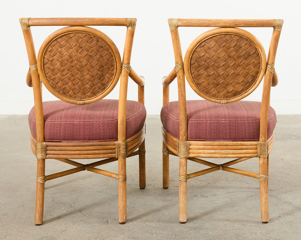 Set of Six McGuire Rattan Organic Modern Salon Dining Armchairs