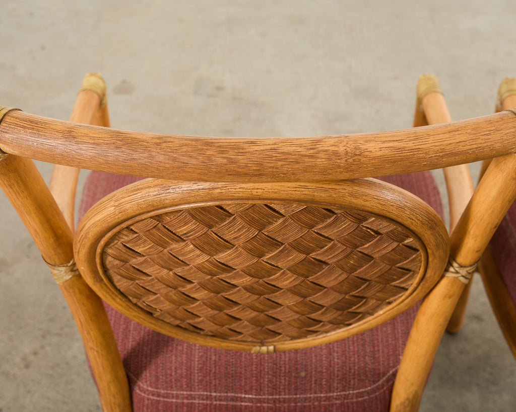 Set of Six McGuire Rattan Organic Modern Salon Dining Armchairs