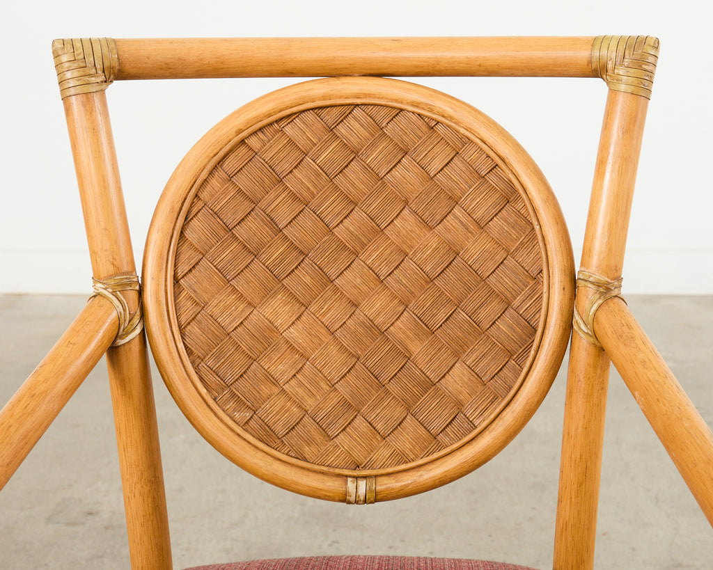 Set of Six McGuire Rattan Organic Modern Salon Dining Armchairs