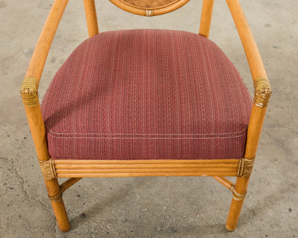 Set of Six McGuire Rattan Organic Modern Salon Dining Armchairs