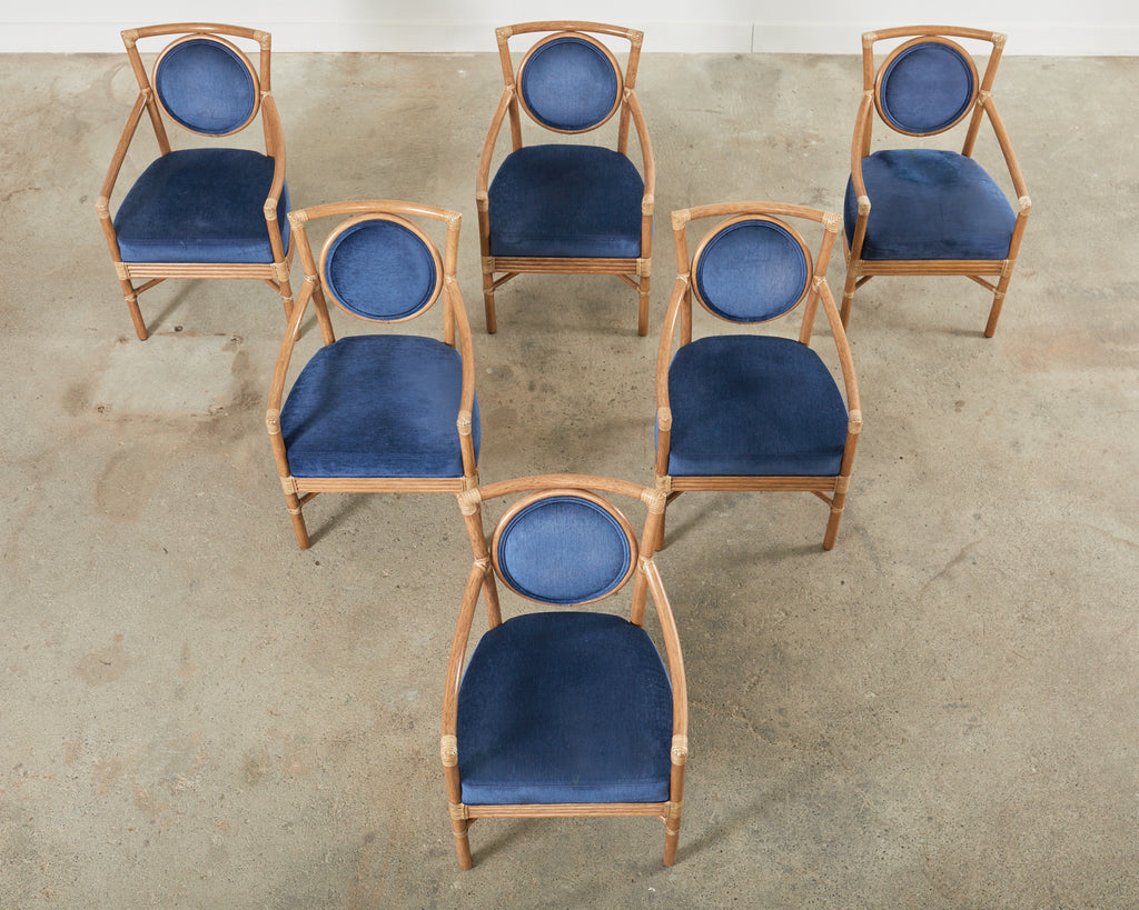 Set of Six Orlando Diaz-Azcuy for McGuire Salon Armchairs