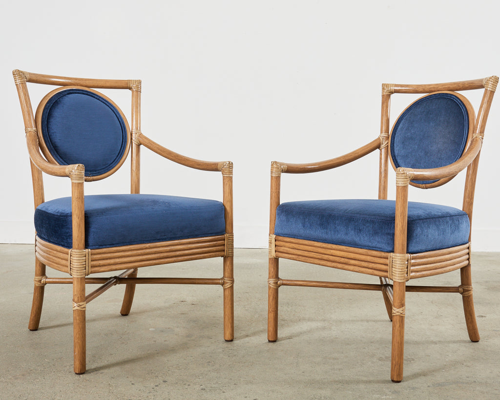 Set of Six Orlando Diaz-Azcuy for McGuire Salon Armchairs