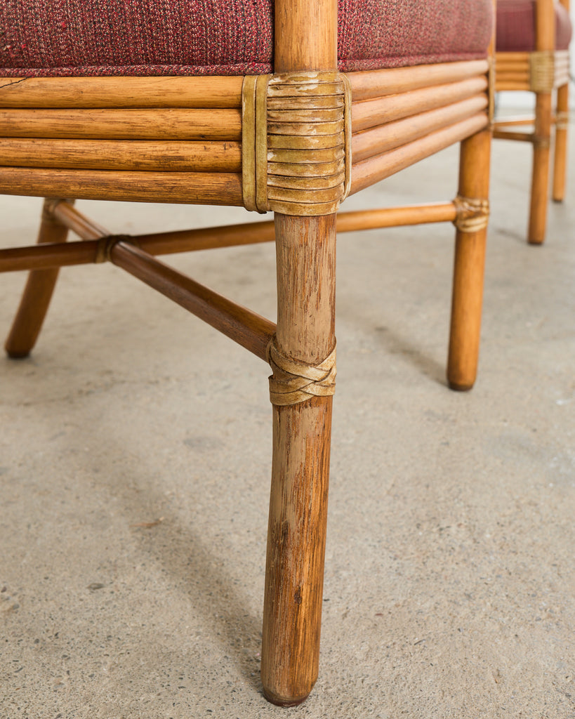 Set of Six McGuire Rattan Organic Modern Salon Dining Armchairs