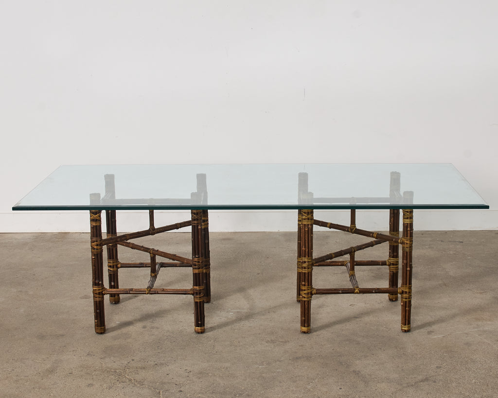 McGuire Organic Modern Double Pedestal Bamboo Dining Table