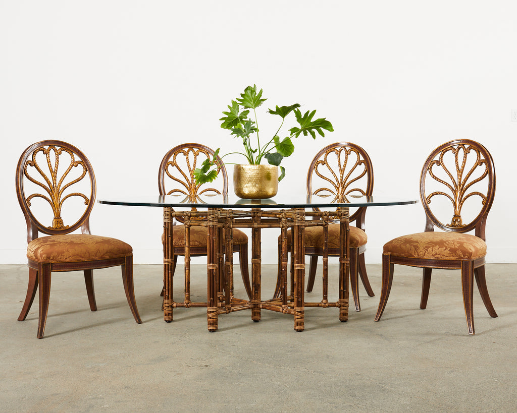 Set of Four Rose Tarlow Feather Chairs with Fortuny Seats