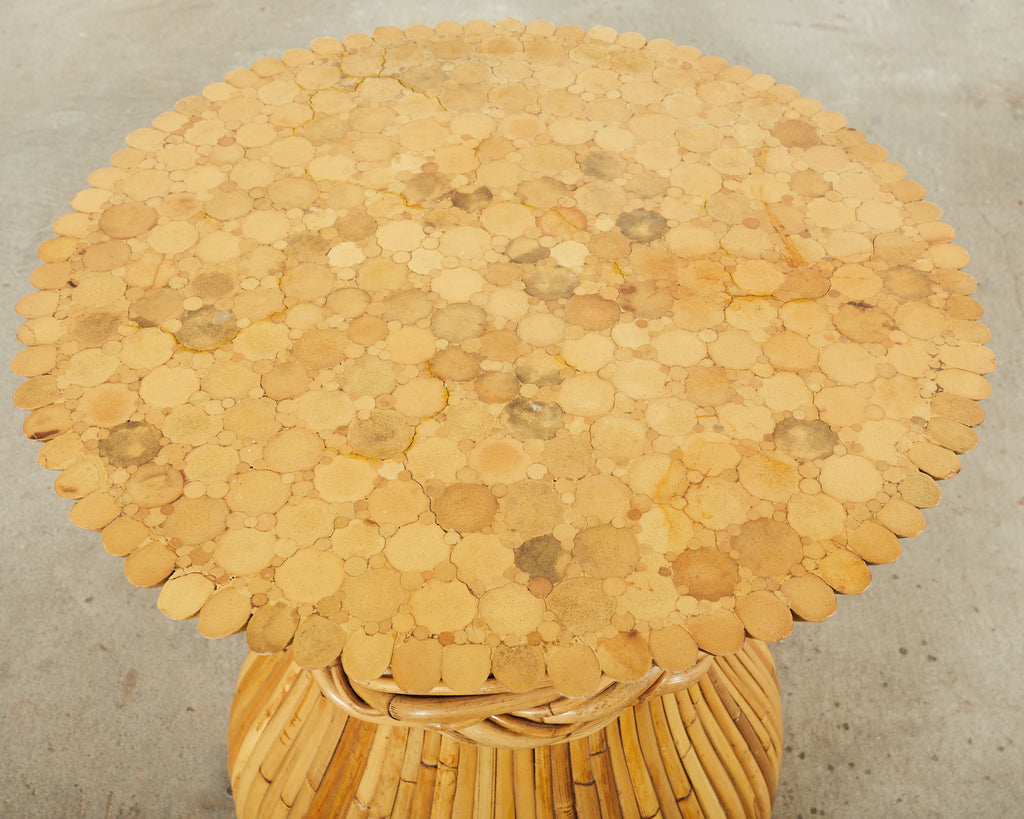 McGuire Organic Modern Bamboo Rattan Hourglass Dining Table