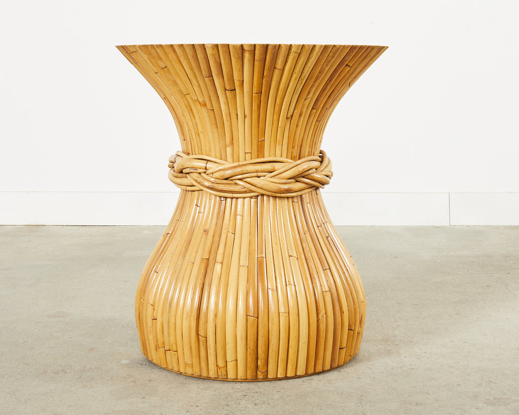 McGuire Organic Modern Bamboo Rattan Hourglass Dining Table