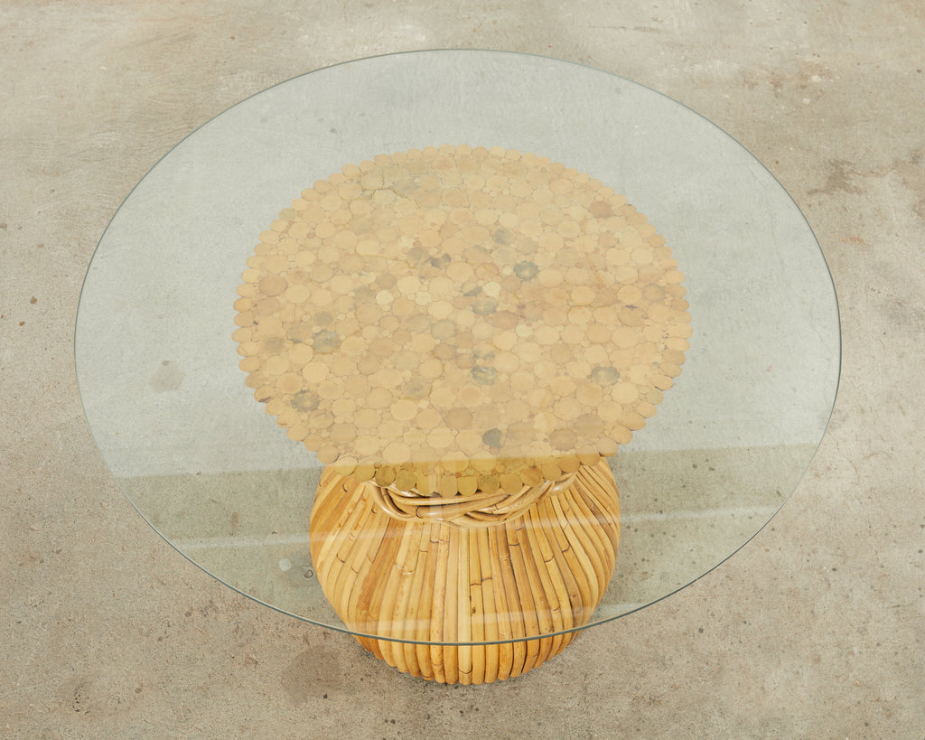 McGuire Organic Modern Bamboo Rattan Hourglass Dining Table