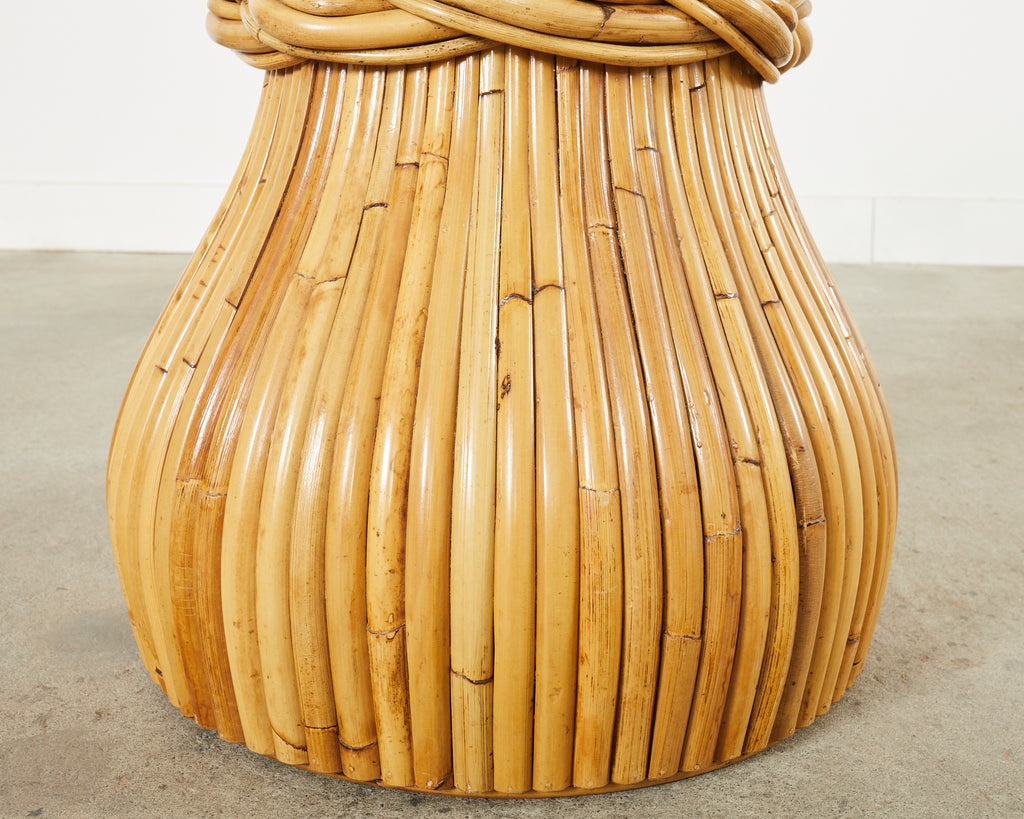 McGuire Organic Modern Bamboo Rattan Hourglass Dining Table