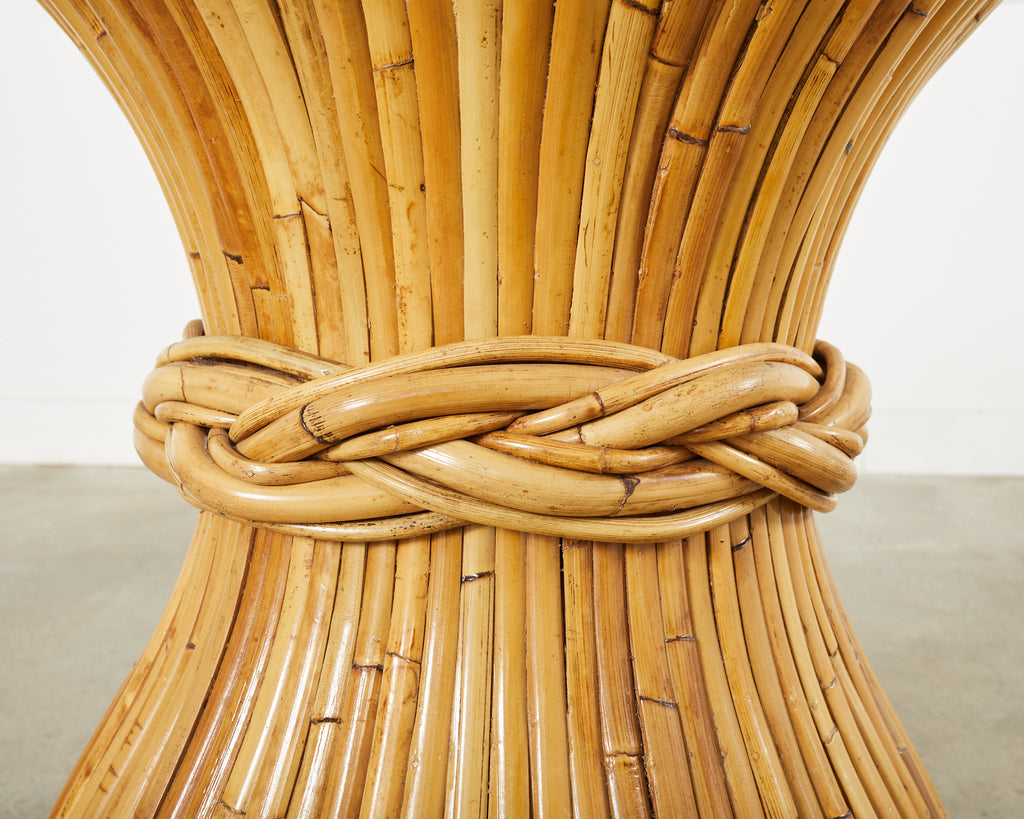 McGuire Organic Modern Bamboo Rattan Hourglass Dining Table