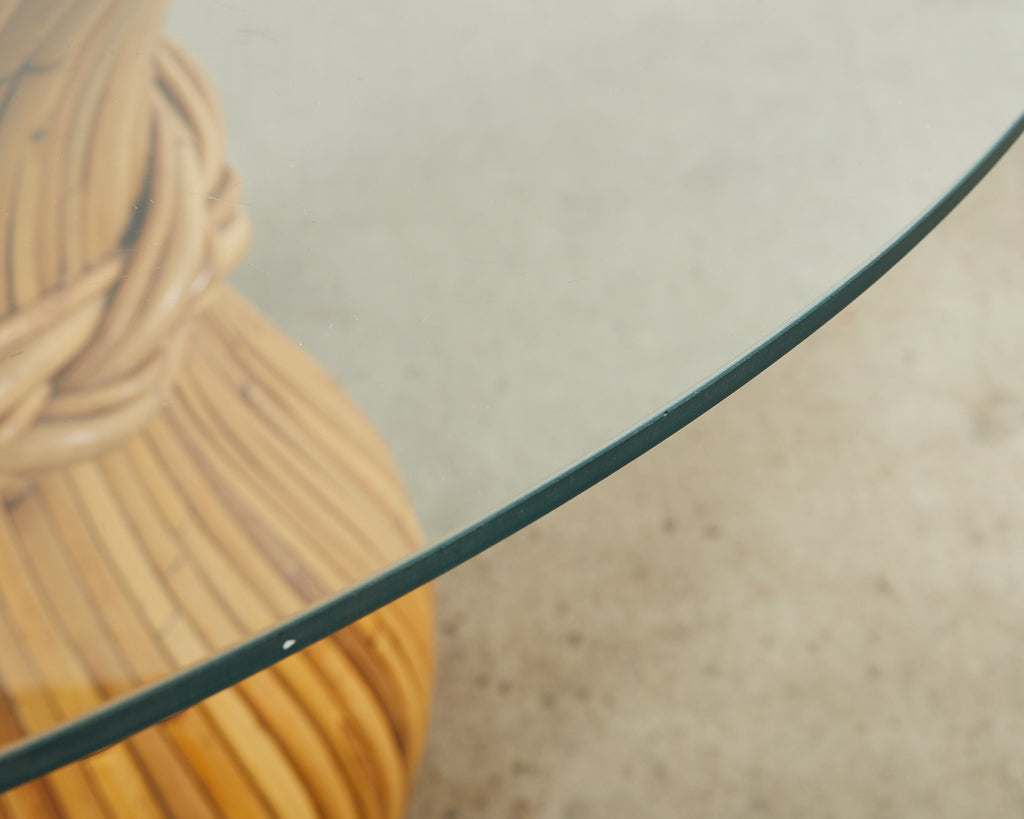 McGuire Organic Modern Bamboo Rattan Hourglass Dining Table